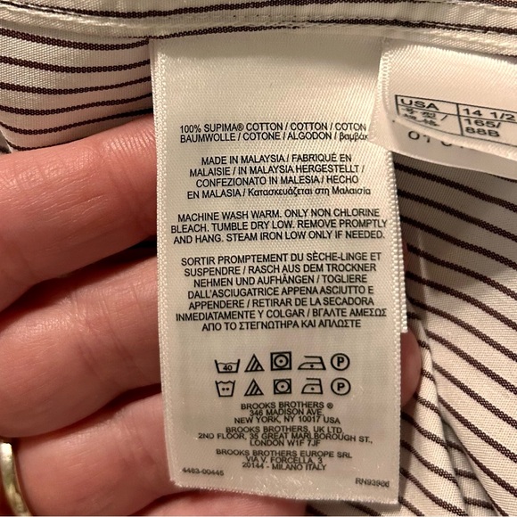 Brooks Brothers Men's Supima Cotton Pin Striped Button-Down Shirt Sz 14 1/2 - 33 - Picture 6 of 7